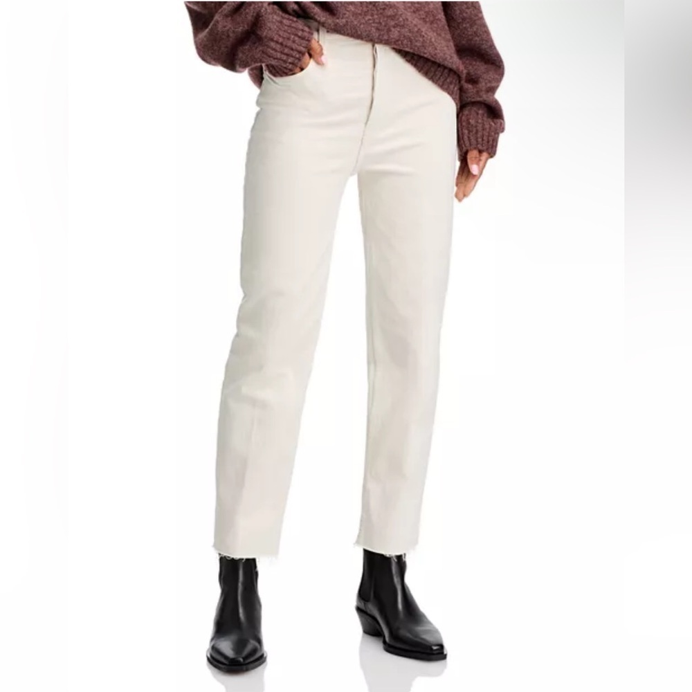 70s Stove Pipe High Rise Straight Ankle Jeans in Vintage White